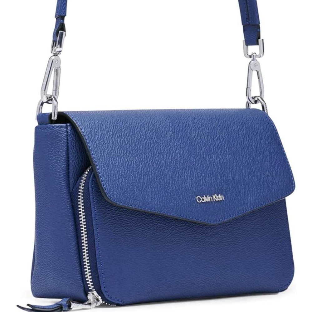 MOVING SALE!  CALVIN KLEIN "AVA" DEMI SHOULDER BAG - MEDIEVAL BLUE TEXTURED